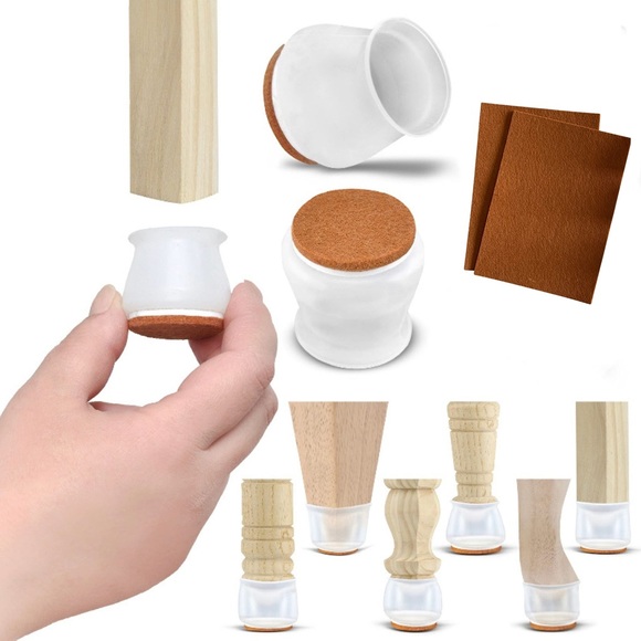 16 Furniture Chair Leg Floor Protectors Sliders + 2 Self-Adhesive Felt Sheets - Picture 1 of 15
